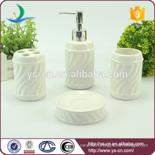 corrugated white ceramic Chinese bathroom accessories set